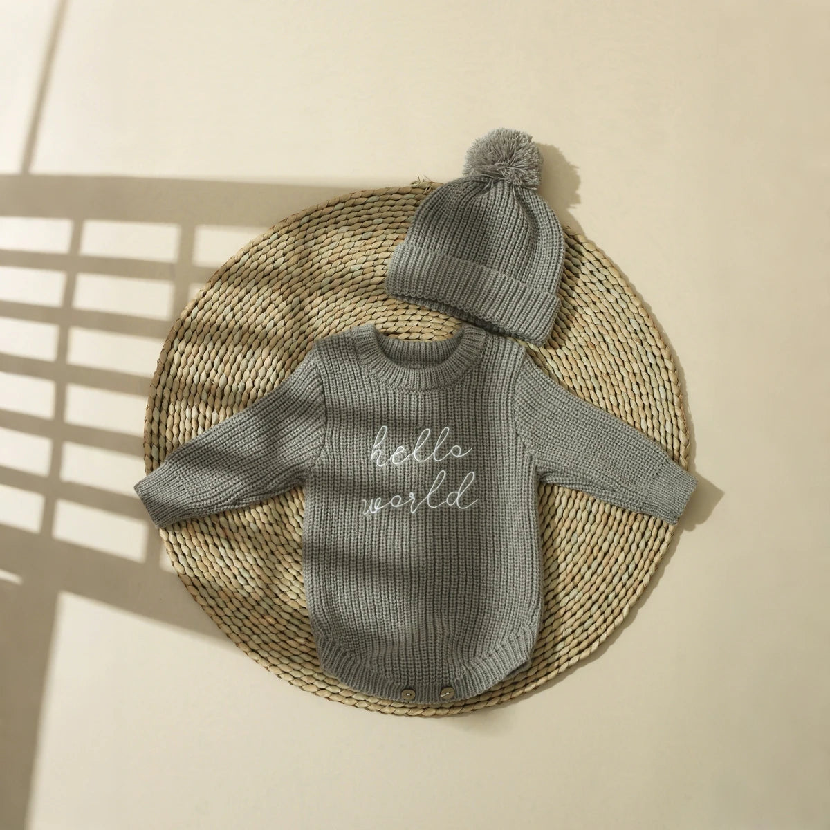 Bambino's Gebreide Romper En Muts Set