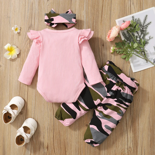 Bambino's Camouflage Romper Broek En Strik Set