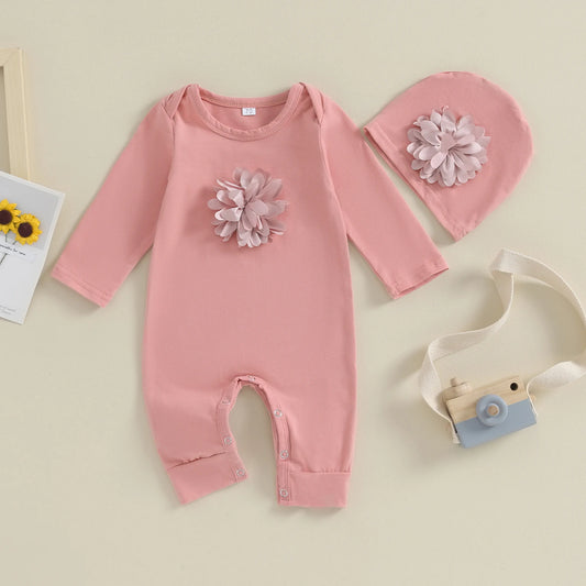 Bambino's Bloemen Romper En Muts Set