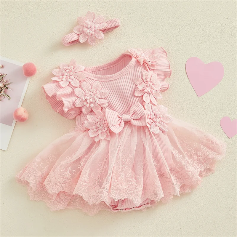 Bambino's Bloemen Jurk En Haarband Set