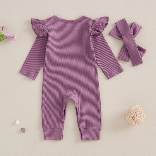 Bambino’s Geribde Romper Met Strik Set