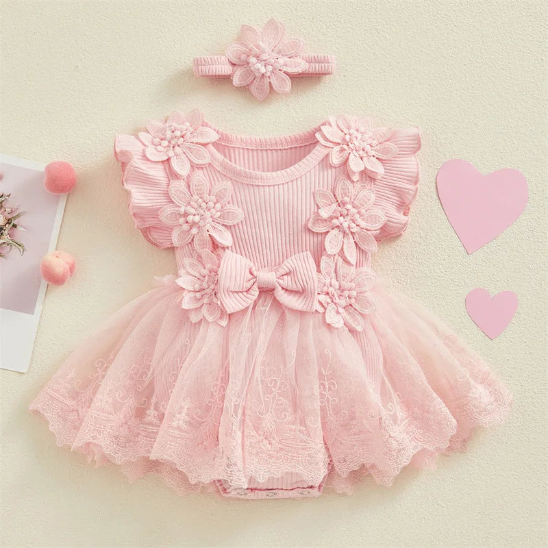 Bambino's Bloemen Jurk En Haarband Set