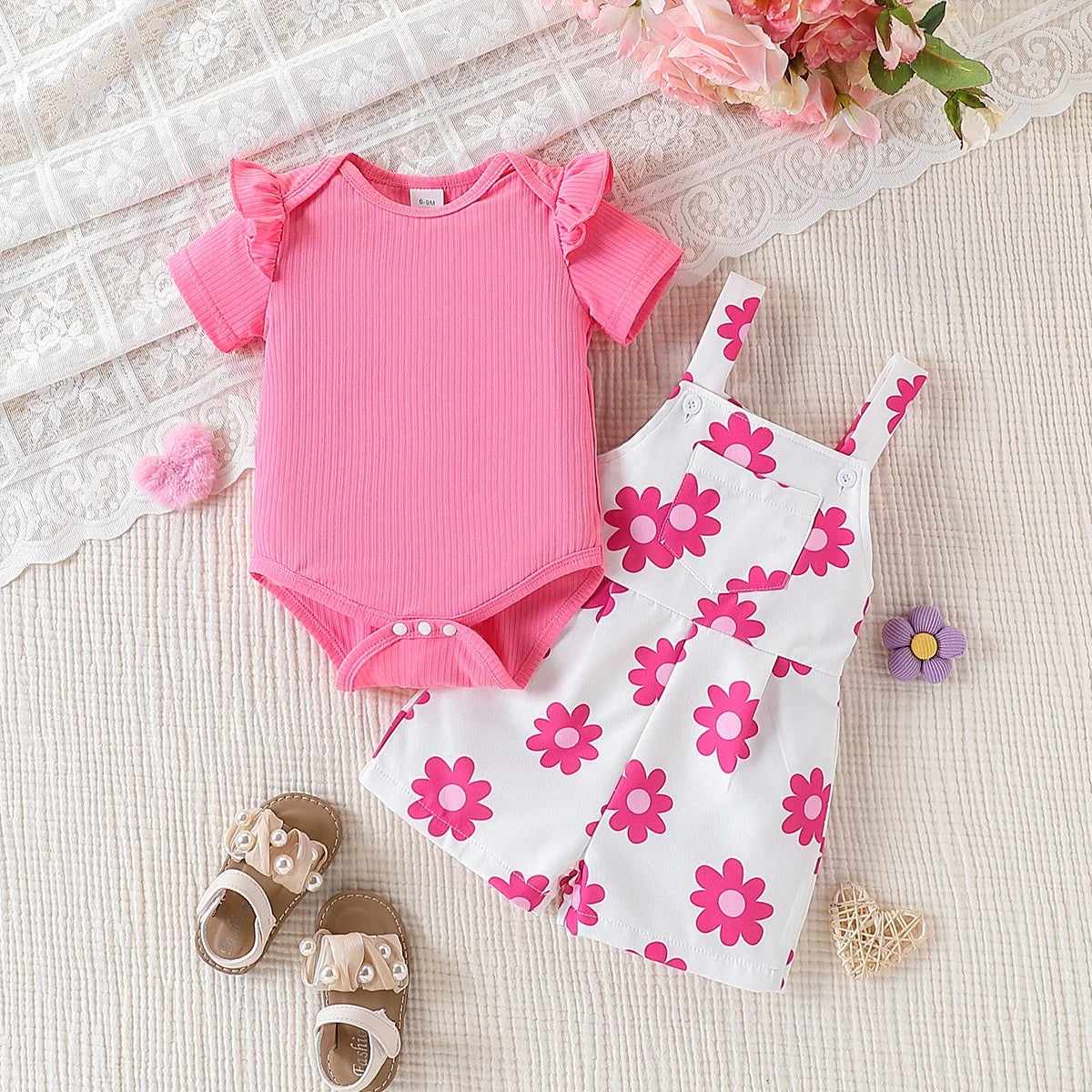 Bambino's Bloemen Jurk En Romper Set