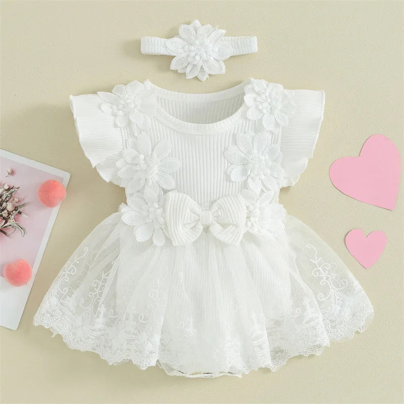Bambino's Bloemen Jurk En Haarband Set