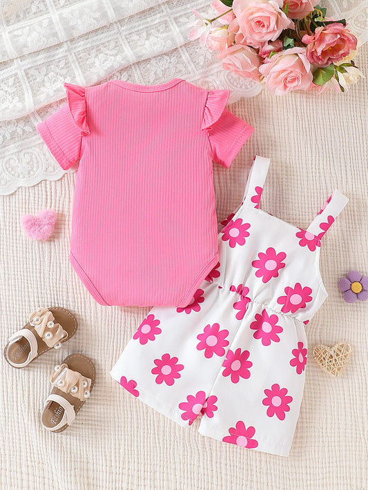 Bambino's Bloemen Jurk En Romper Set