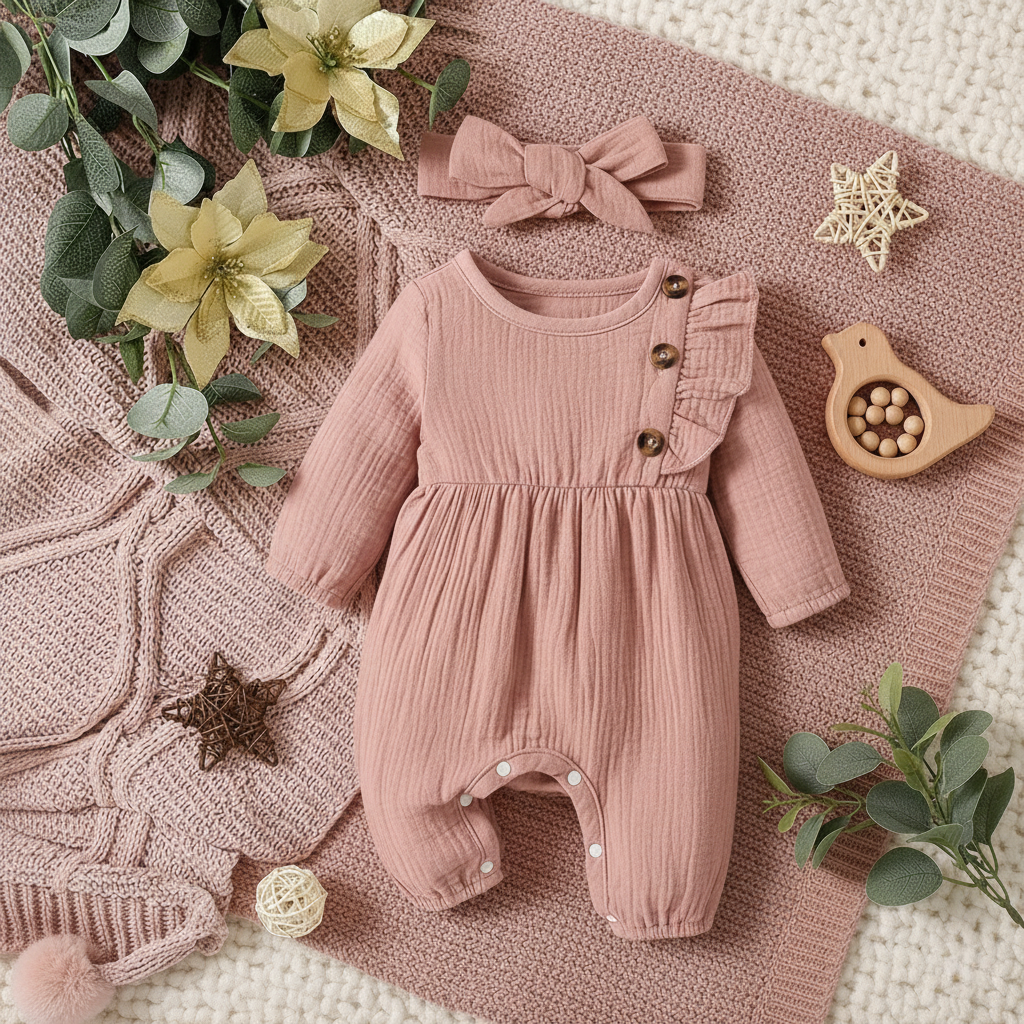 Bambino's Vintage Romper En Strik Set