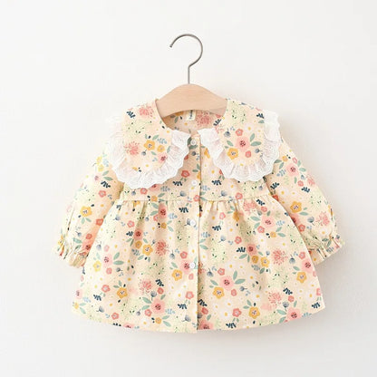 Bambino’s Bloemen Jurkje Met Kanten Kraag