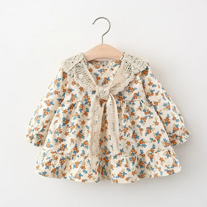 Bambino’s Bloemen Jurkje Met Kanten Kraag