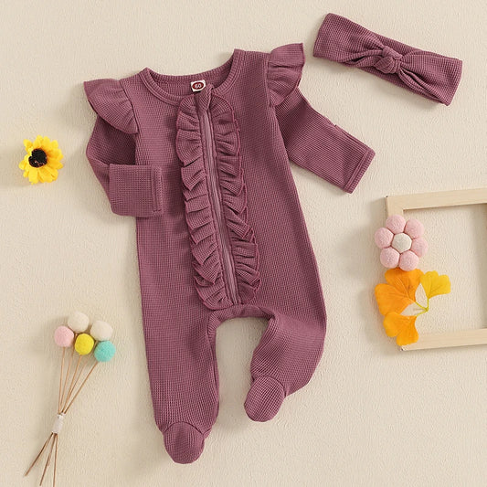Bambino’s Geribde Ruche Romper Set