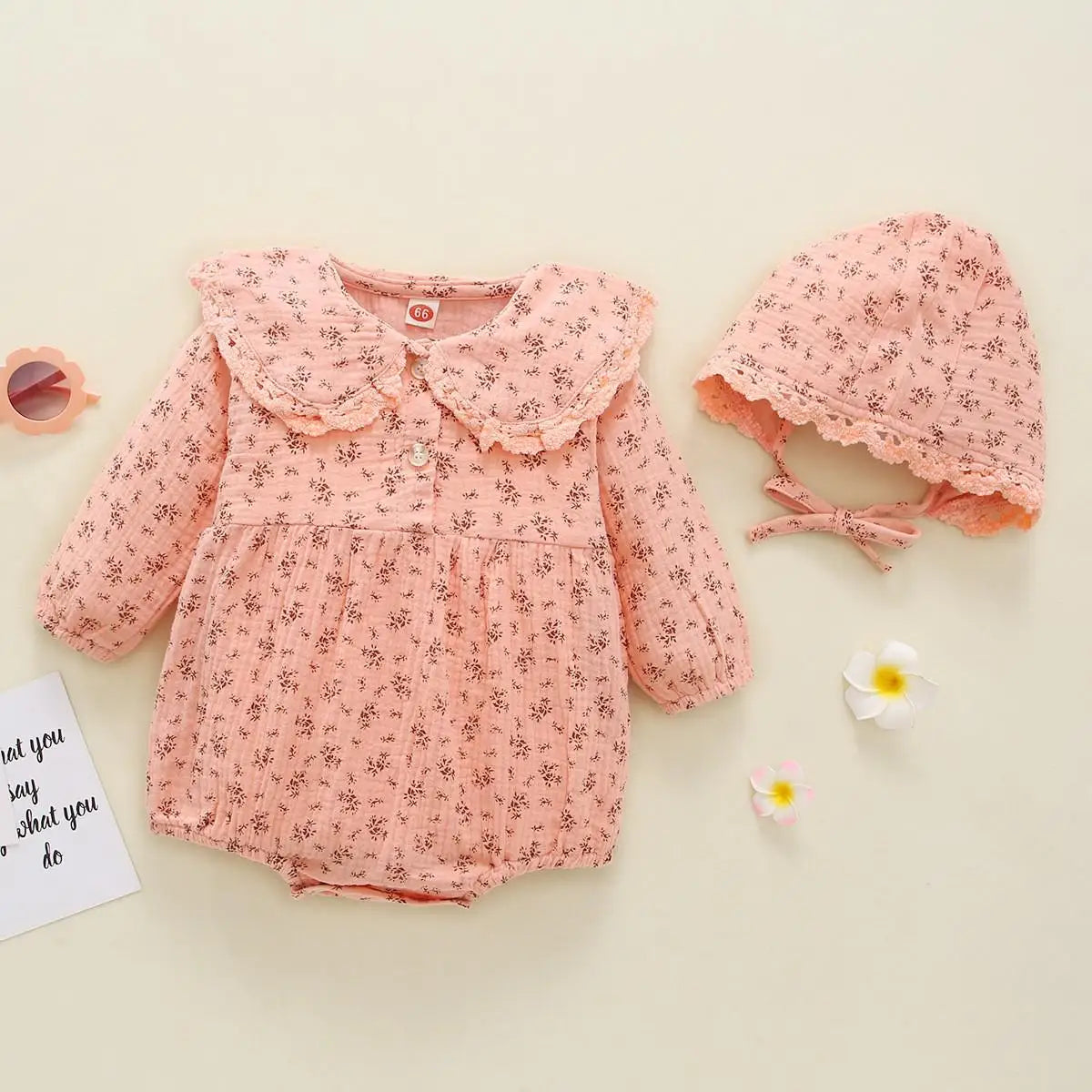 Bambino's Vintage Romper En Hoed Set