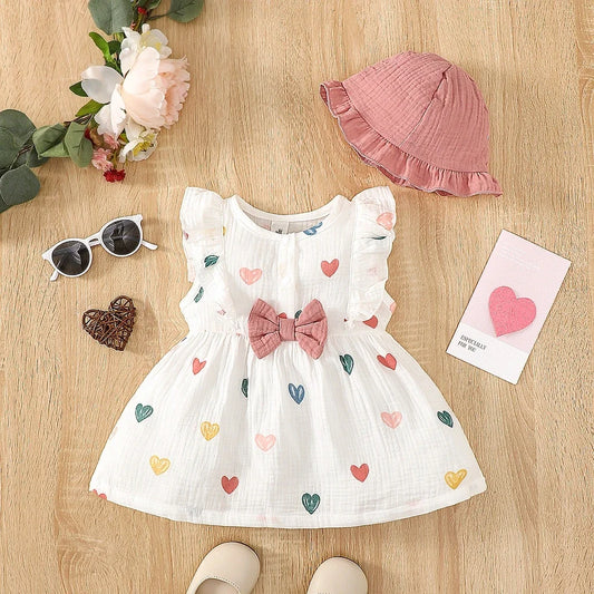 Bambino’s Hartjes Jurk En Hoedje Set