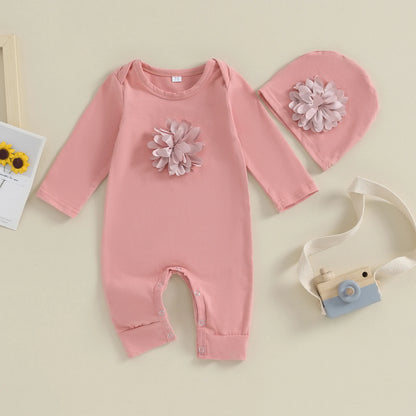 Bambino's Bloemen Romper En Muts Set
