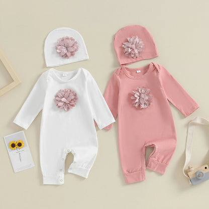 Bambino's Bloemen Romper En Muts Set