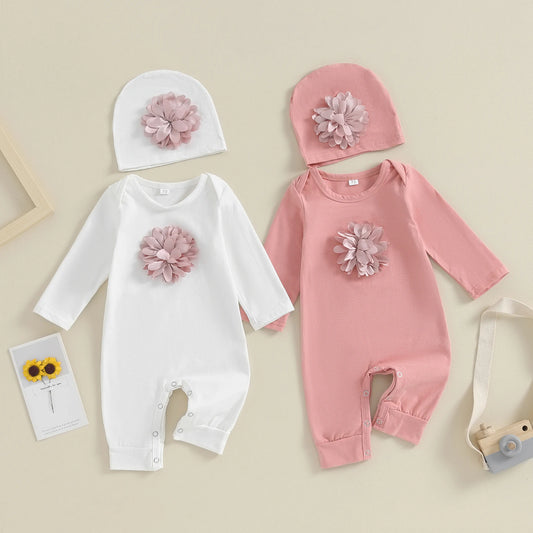 Bambino's Bloemen Romper En Muts Set