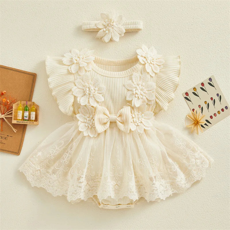 Bambino's Bloemen Jurk En Haarband Set