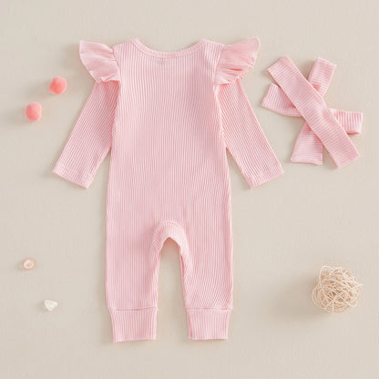 Bambino’s Geribde Romper Met Strik Set