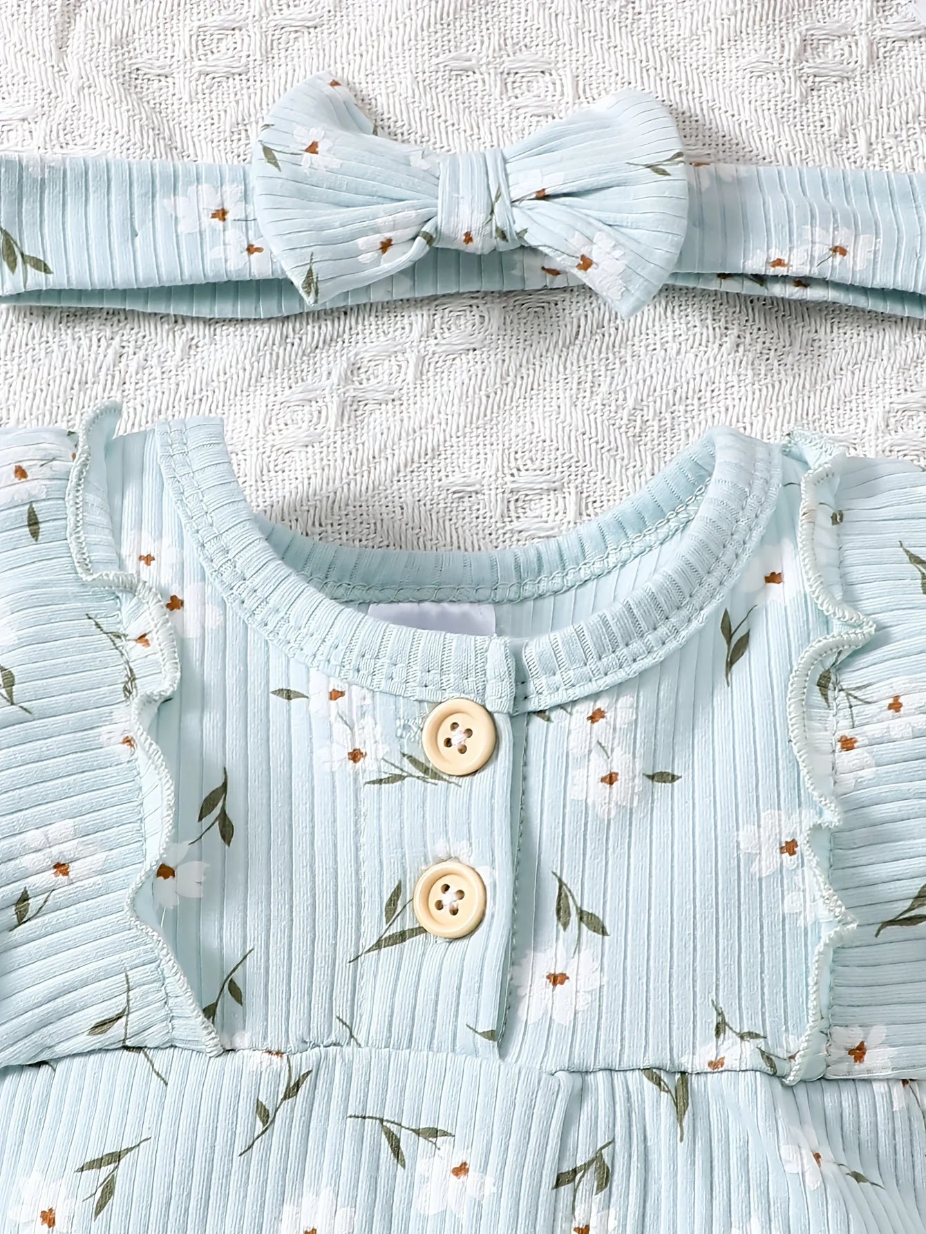 Bambino's Bloemen Romper En Haarband Set