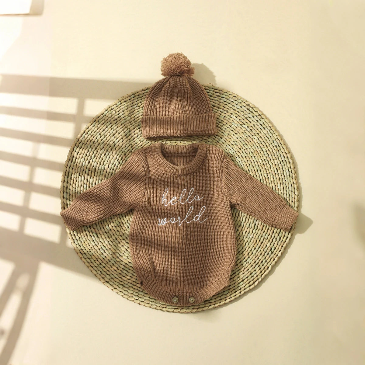 Bambino's Gebreide Romper En Muts Set