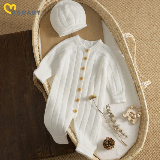 Bambino's Gebreide Romper En Muts Set