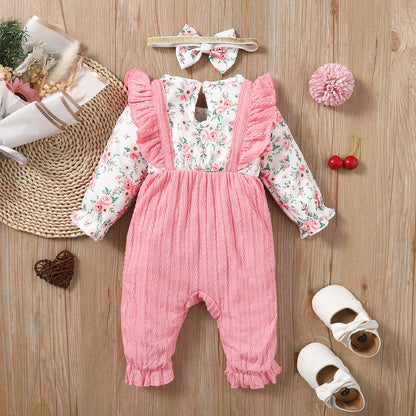 Bambino's Bloemtjes Romper En Haarband Set