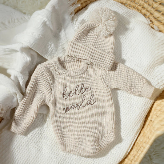 Bambino's Gebreide Romper En Muts Set