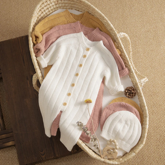 Bambino's Gebreide Romper En Muts Set
