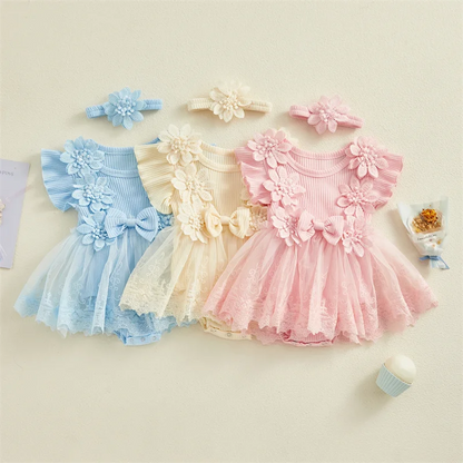 Bambino's Bloemen Jurk En Haarband Set