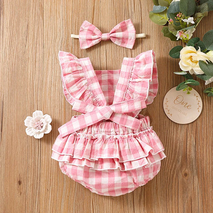 Bambino's Ruitjes Romper En Strik Set