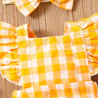 Bambino's Ruitjes Romper En Strik Set