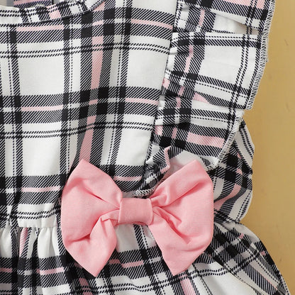 Bambino's Geruite Romper En Hoed Set