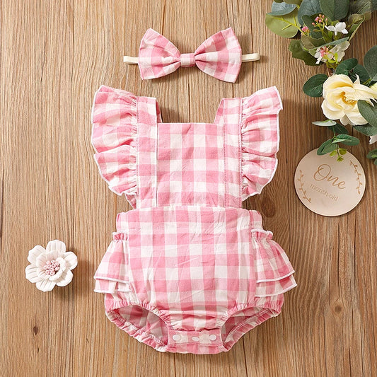 Bambino's Ruitjes Romper En Strik Set