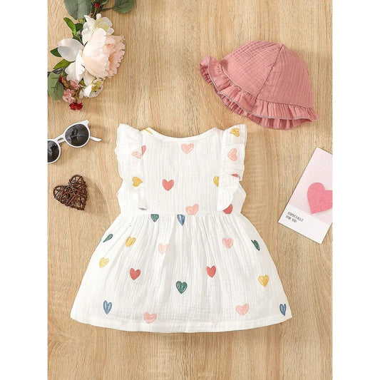 Bambino’s Hartjes Jurk En Hoedje Set