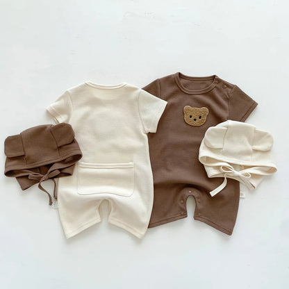 Bambino's Teddybeer Romper En Muts Set