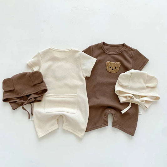 Bambino's Teddybeer Romper En Muts Set