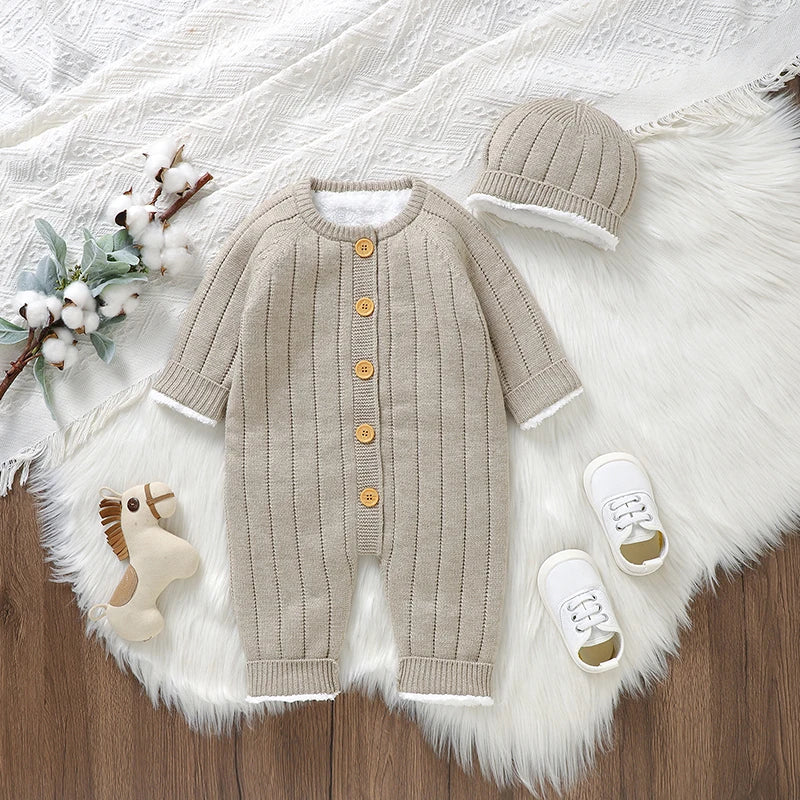 Bambino's Gebreide Romper En Muts Set