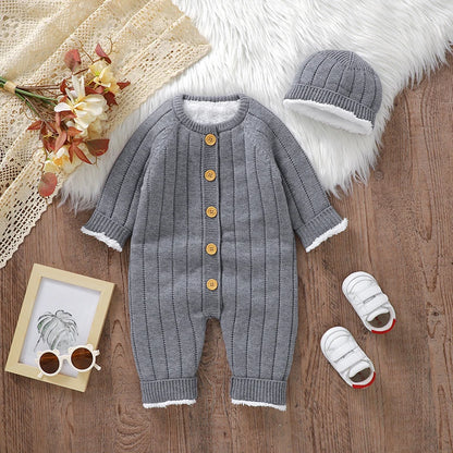 Bambino's Gebreide Romper En Muts Set