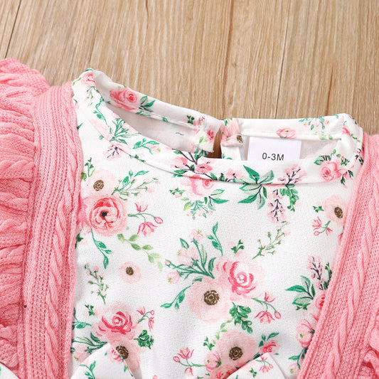Bambino's Bloemtjes Romper En Haarband Set