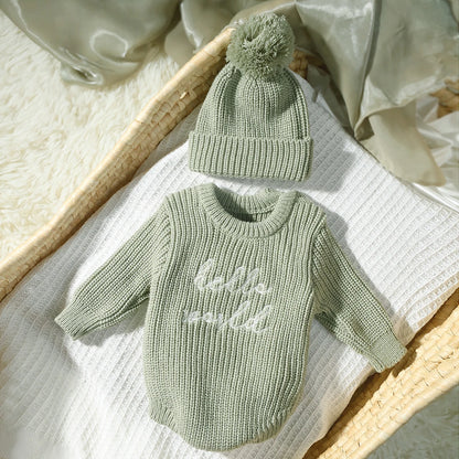 Bambino's Gebreide Romper En Muts Set