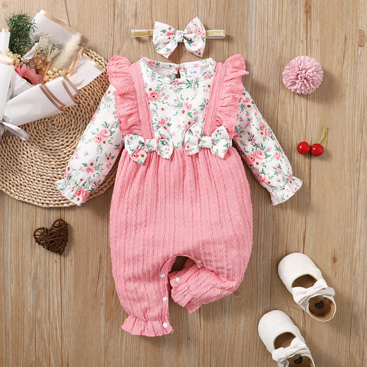 Bambino's Bloemtjes Romper En Haarband Set