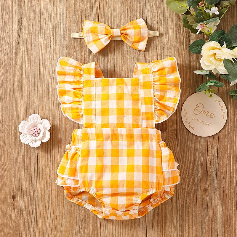 Bambino's Ruitjes Romper En Strik Set