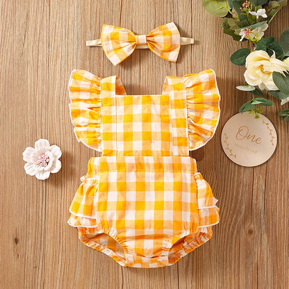 Bambino's Ruitjes Romper En Strik Set