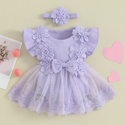 Bambino's Bloemen Jurk En Haarband Set